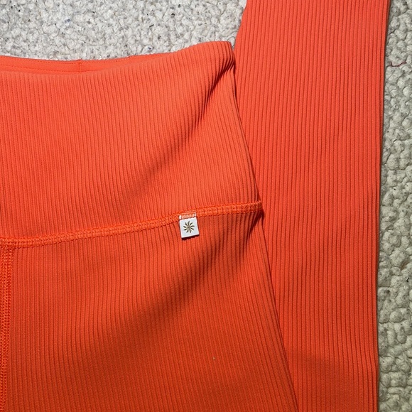 Athleta + Alicia Keys Orange Ribbed Leggings NWOT small - Picture 2 of 8